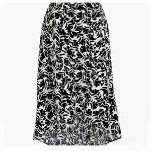 J Crew Factory Faux Wrap Pull On Midi Skirt, Black & White, Size XS